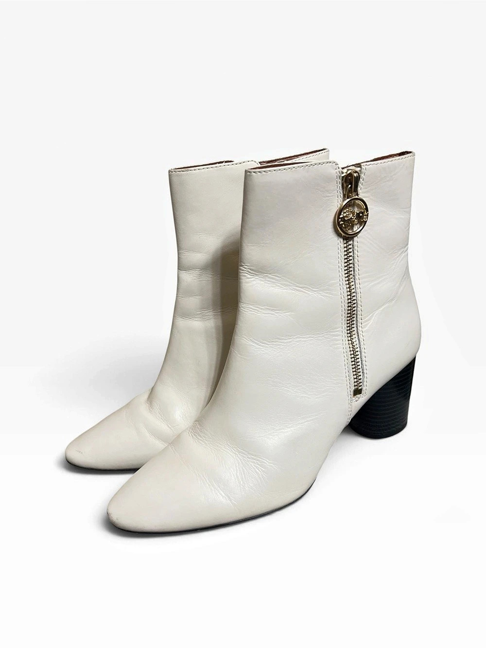 Coach White Leather Ankle Boots